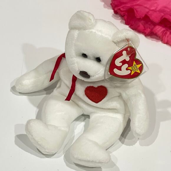 Ty Beanie Babies Valentino the Teddy Bear 1994 - White With Tag - Picture 1 of 6